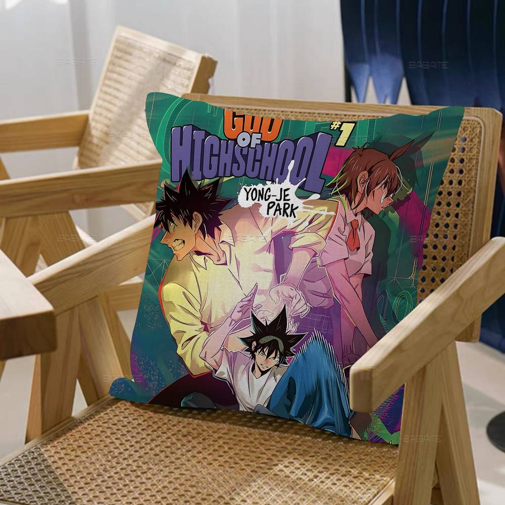 G-Gott des Anime High School Kissenbezüge Cartoon Sofa Dekoratives Zuhause Beidseitig bedruckt Kurzer Plüsch Niedlicher Kissenbezug