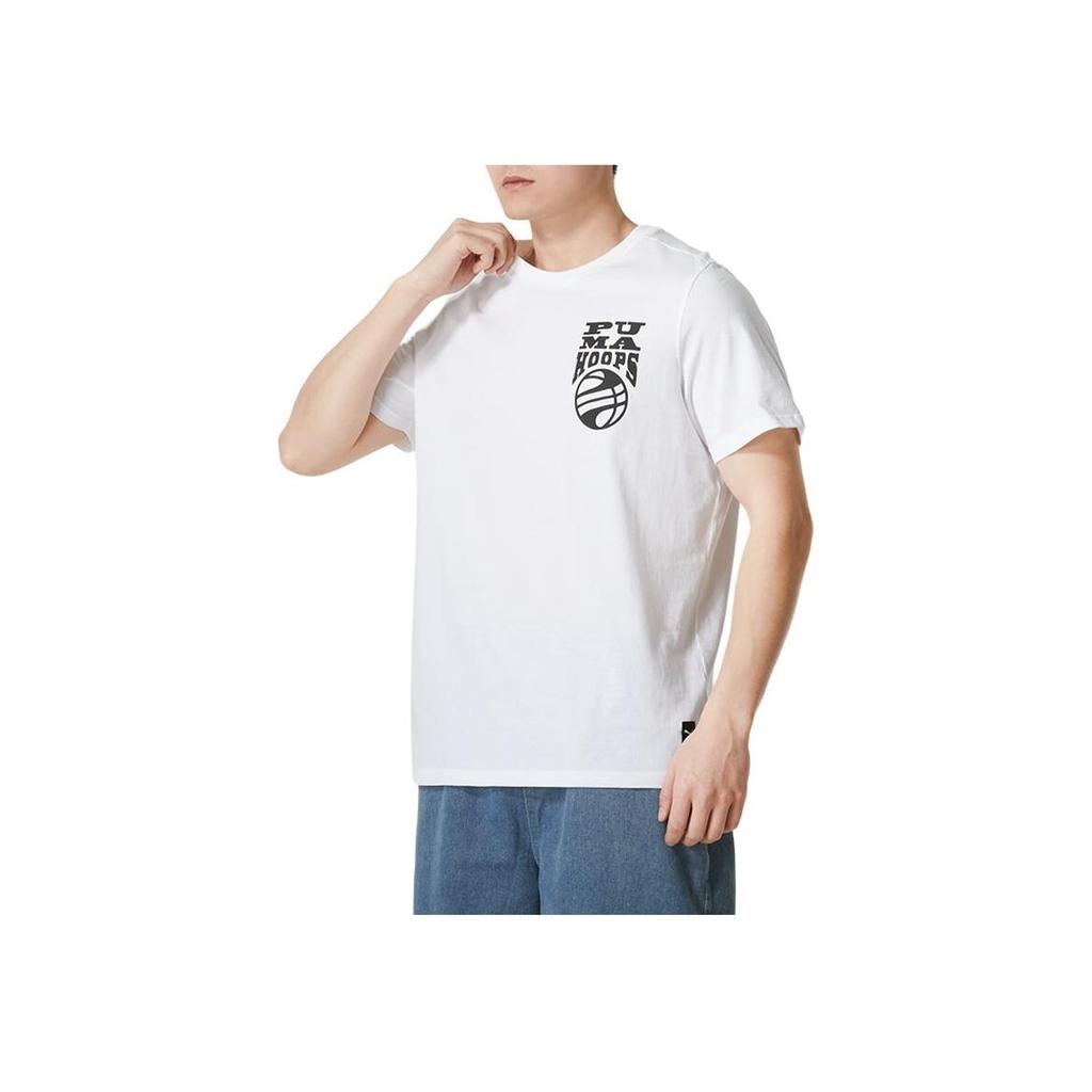 Puma Breathable Comfort Letter Print Crew Neck T-Shirt Men Tops White 624828-01