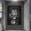 Lion Animal Decoration Mural Inspirational Language Poster Canvas Painting and Living Room Wall Art Prints for Modern Home Decor No Frame