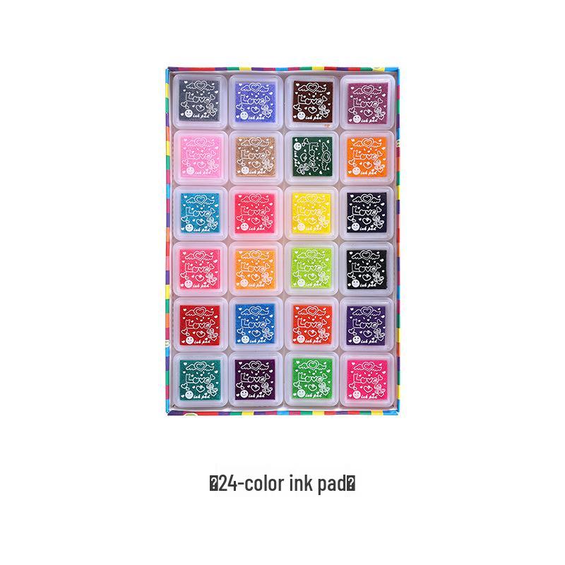 Colorful Ink Pad Set for Wax Seals and Children's Finger Painting - 24 Colors