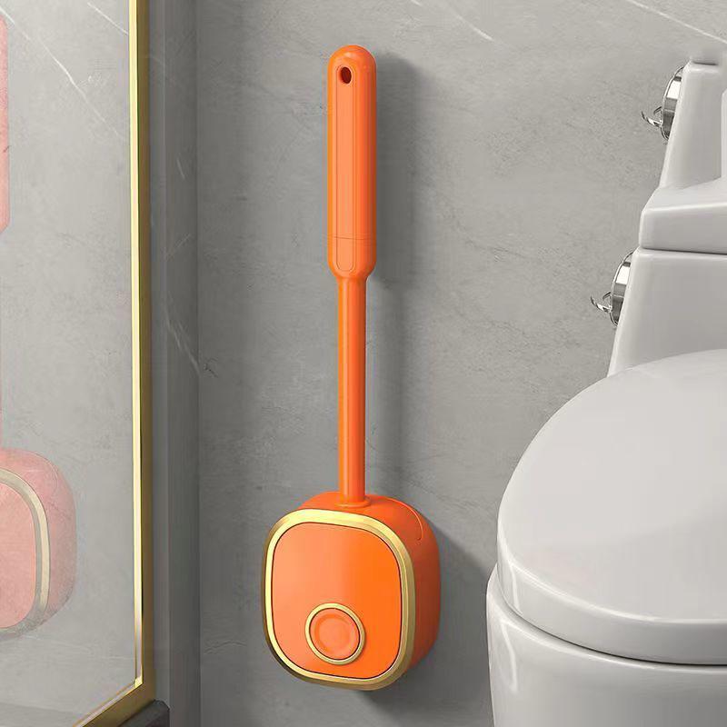 

Щетка для чистки туалета без перфорации, настенная щетка для унитаза без мертвых углов, новый высококачественный бытовой инструмент для чистки туалета оранжевый
