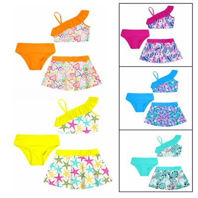 Mädchen Kinder bedruckter Badeanzug 3-teilig Tankini-Sets Kinder Bademode Badeanzüge