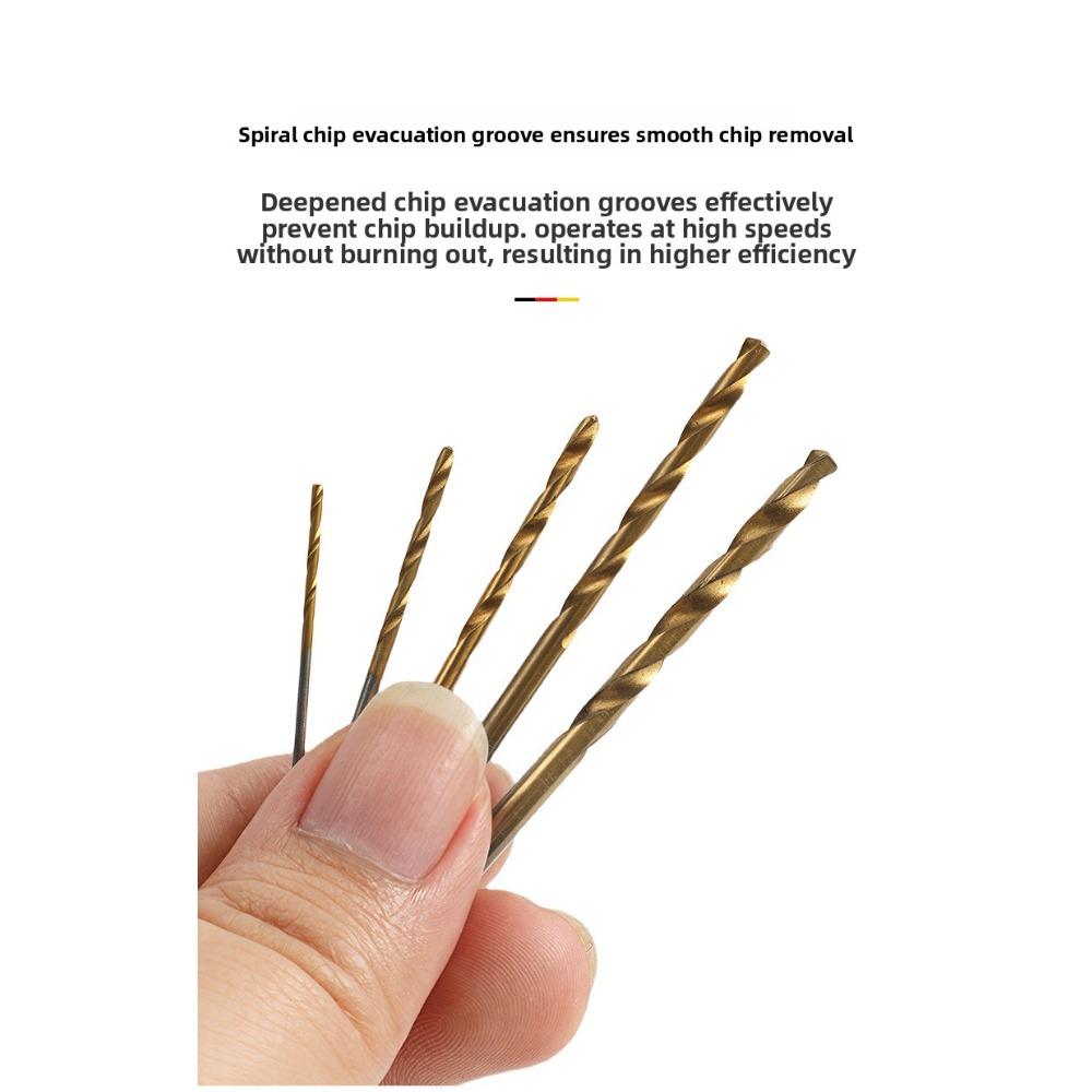 50pc Titanium Plated Fried Dough Twists Drill Set 1-3mm Small Drill Electric Drill Set DIY Woodworking Drill Bit
