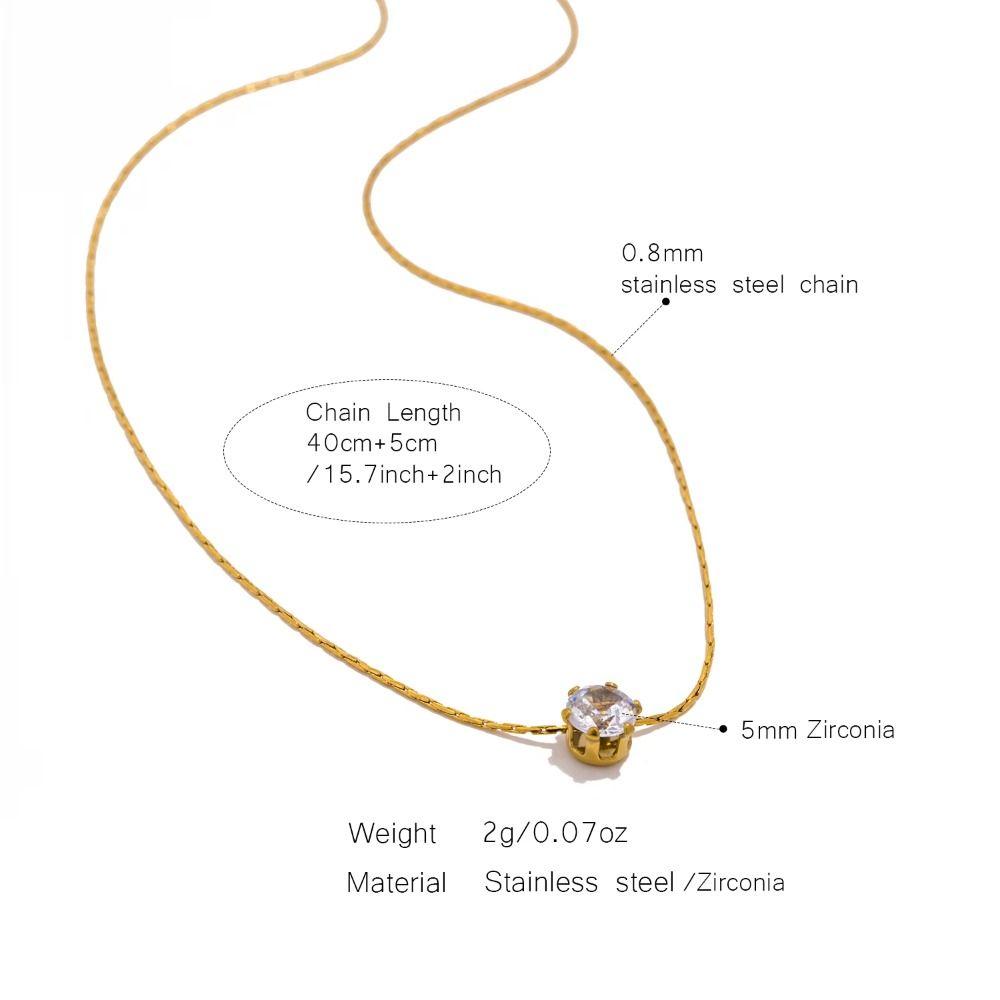 Simple Pendant Necklace Titanium Steel Chain Necklace Fashion Zirconia Necklace for Woman