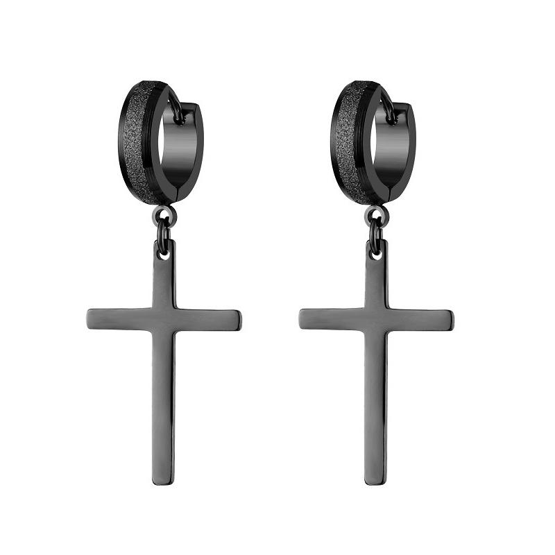 Frosting Hoop Earrings Simple Cross Ear Jewelry For Women Men Punk Party Accessories