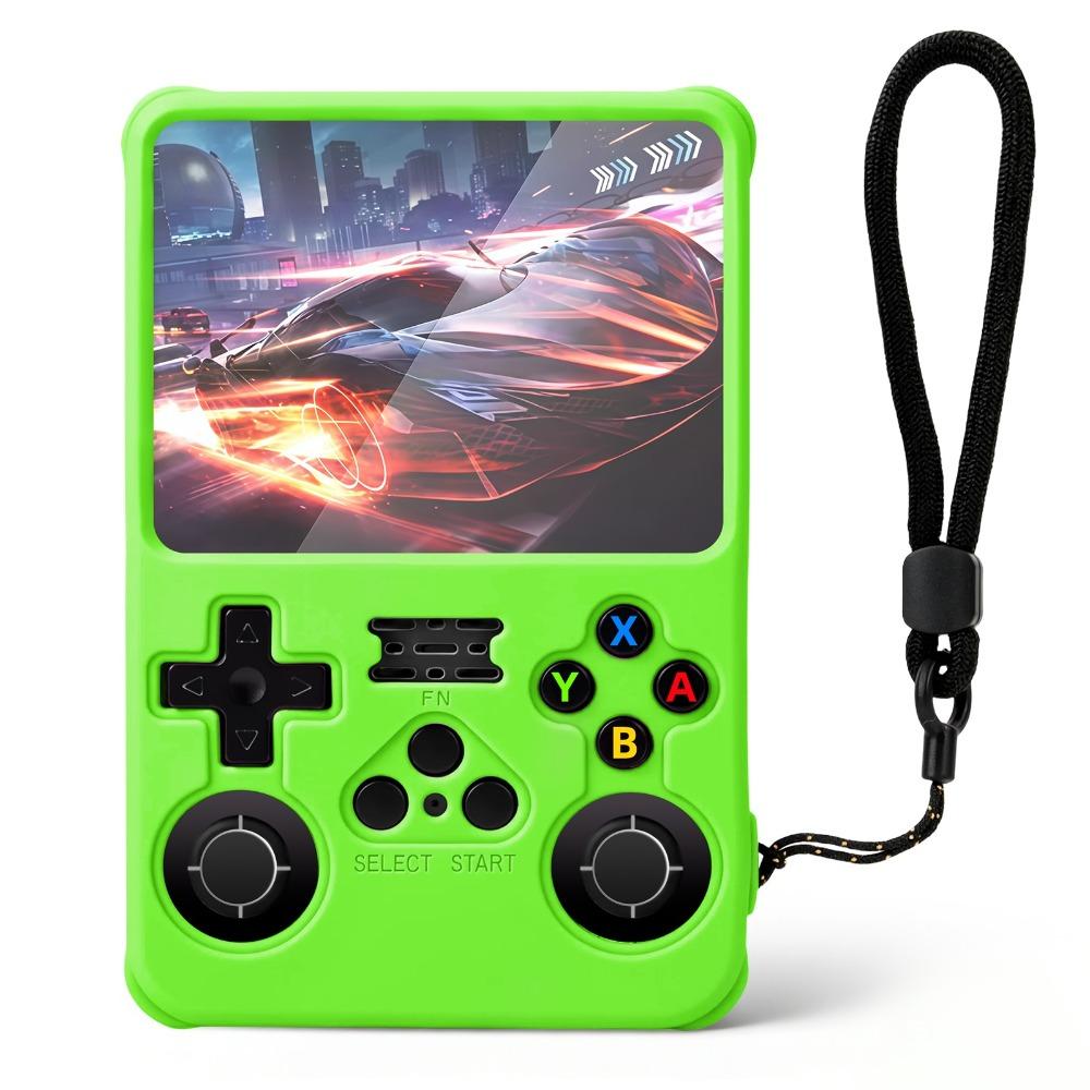 Silicone Protective Case with Lanyard Sleeve Shell Soft Game Console Cover for R36S Accessories зелёный