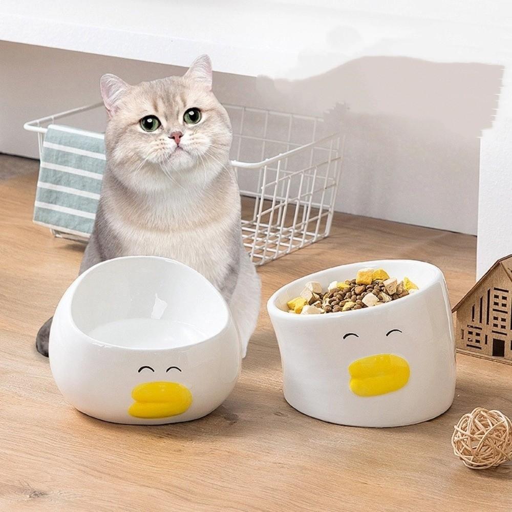 Slanted Mouth Ceramic Cat Bowl Anti Black Chin Creative Cat Bowl Anti-Tipping Bowl Pet Feeding