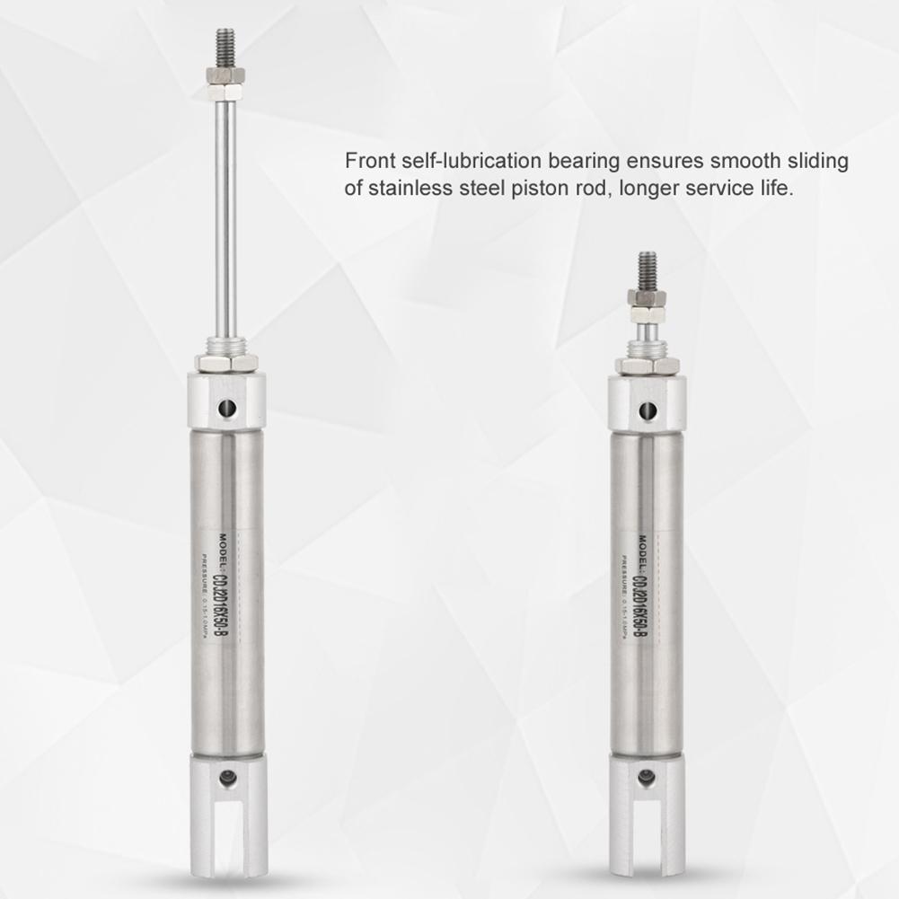 Pneumatic Cylinder, CDJ2D16-50B 16mm Diameter Double Action Double Stirring Stainless Steel Cylinder 50mm Cylinder Double Stirring