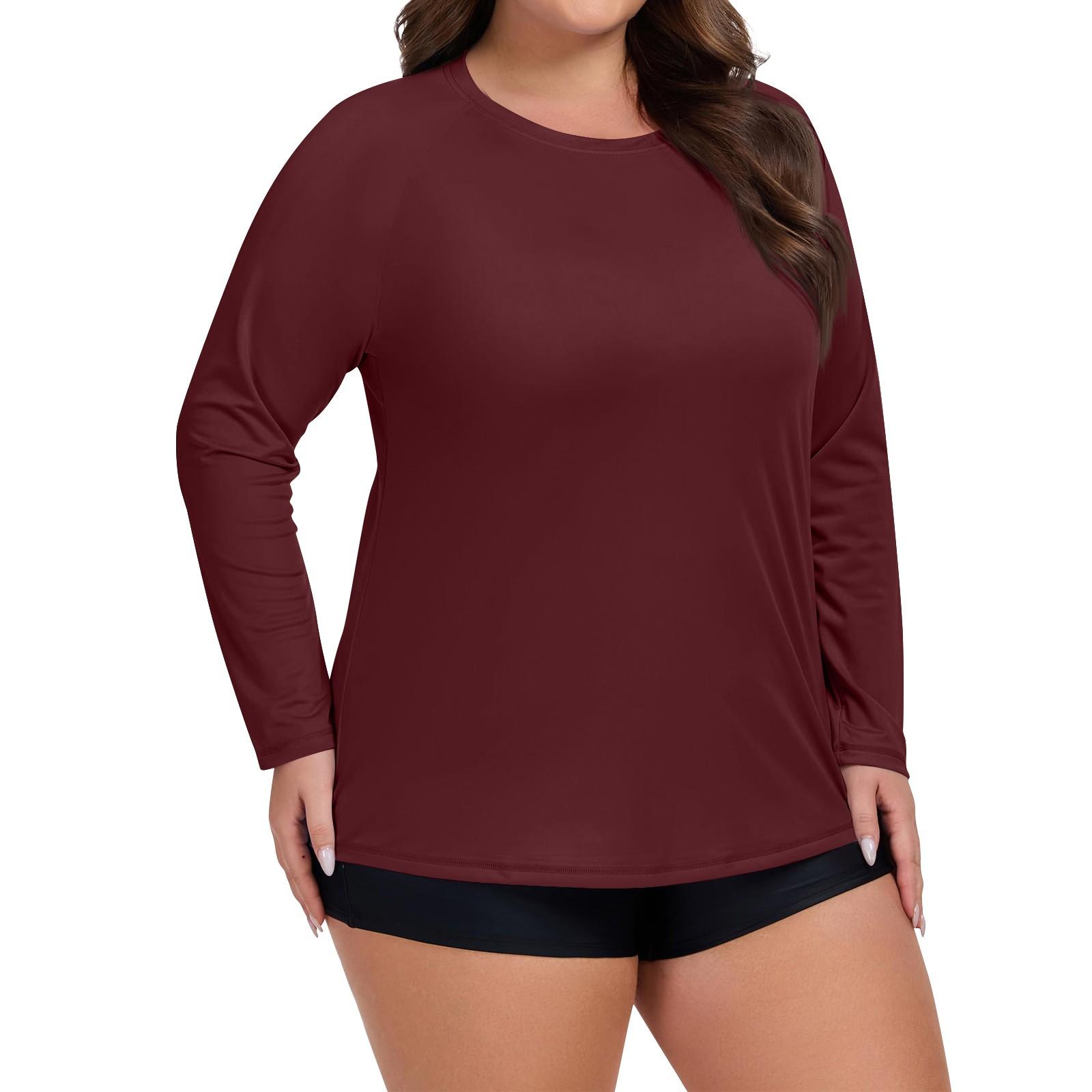 

Женский однотонный купальник большого размера с длинным рукавом, солнцезащитная куртка, быстросохнущий топ для хайкинга XL