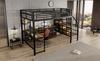 Bed, Loft Bed, Charging Port, Comfortable and Safe Corner Staircase, Desk Area with Keyboard Tray and Storage, Iron + MDF, Black + Dark, 120x200cm