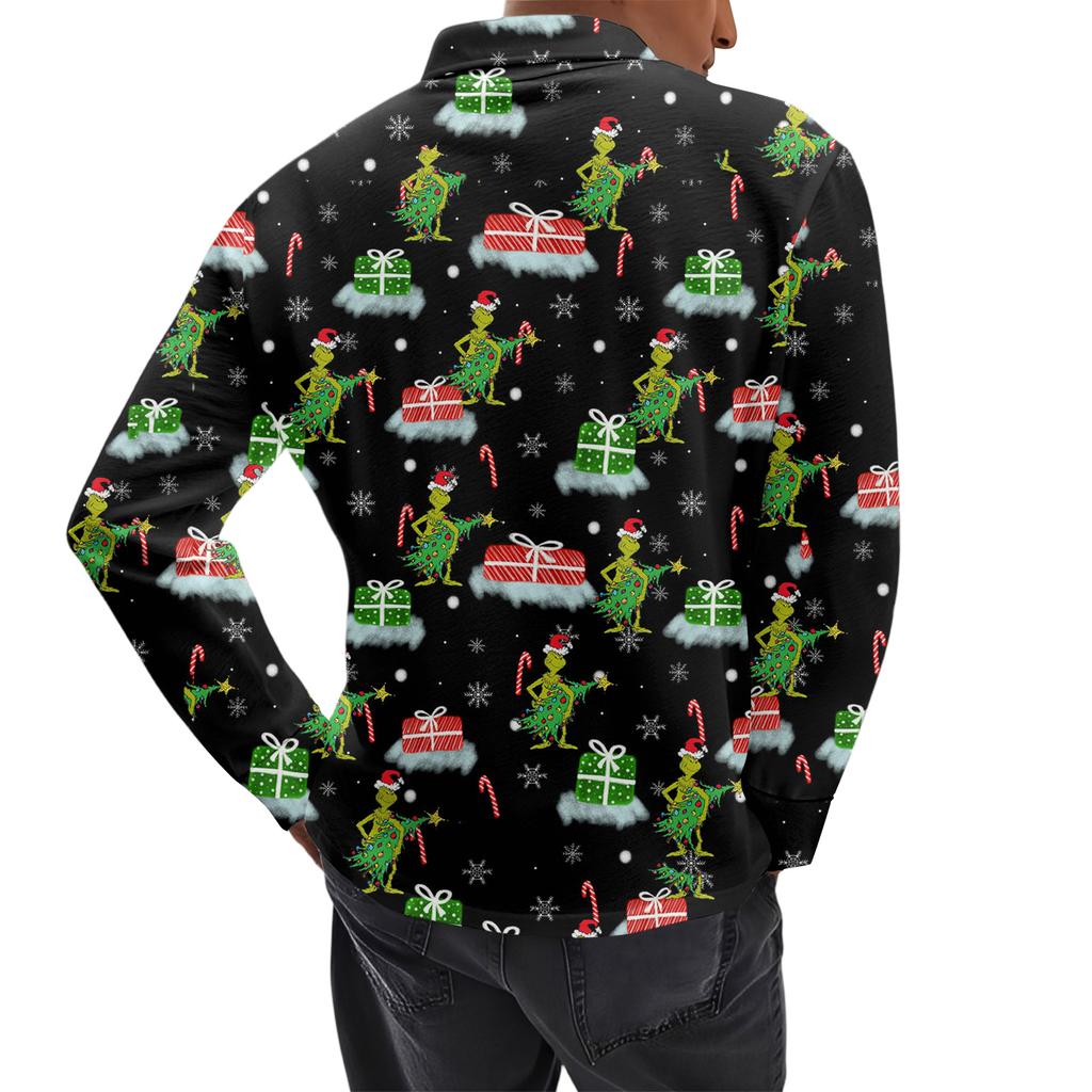 Men's Casual Retro Small V-neck Long-sleeved Top