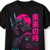 Maglietta Unisex Samurai Cyberpunk Maschera Guerriero Giapponese Neon