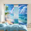 2 Pcs   Versatile Polyester Transparent Curtains for Home Decoration Tropical Beach Palm Tree for Use In Bedrooms and Living