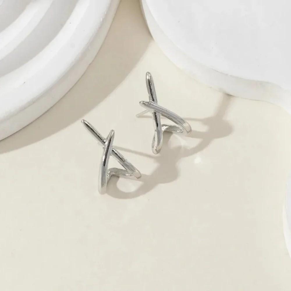 Hypoallergenic Geometric Ear Jewelry Gold Color Zinc Zinc Alloy Hollow Earrings Club