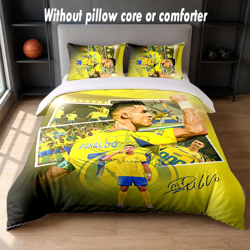 Cristiano Ronaldo Design Bed Bedding Set 1 Duvet Cover + 2 Pillowcases Soft Breathable Household Bed Linens