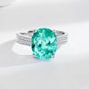 Double Row Zircon 925 Sterling Silver Ring Blue-green Zircon Elegant Simple Fashion Women's Ring