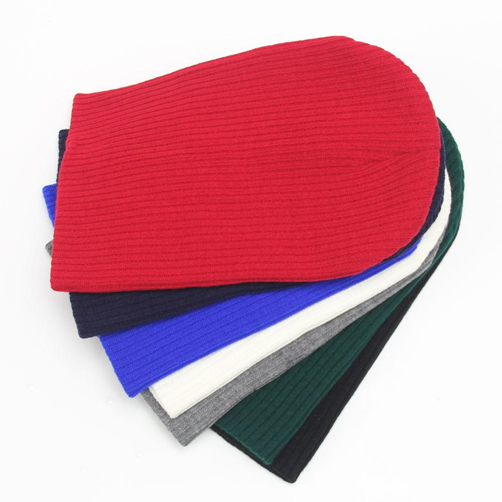 Men/Women Knitted Cap Simple Solid Color Warm Woolen Beanie Hat