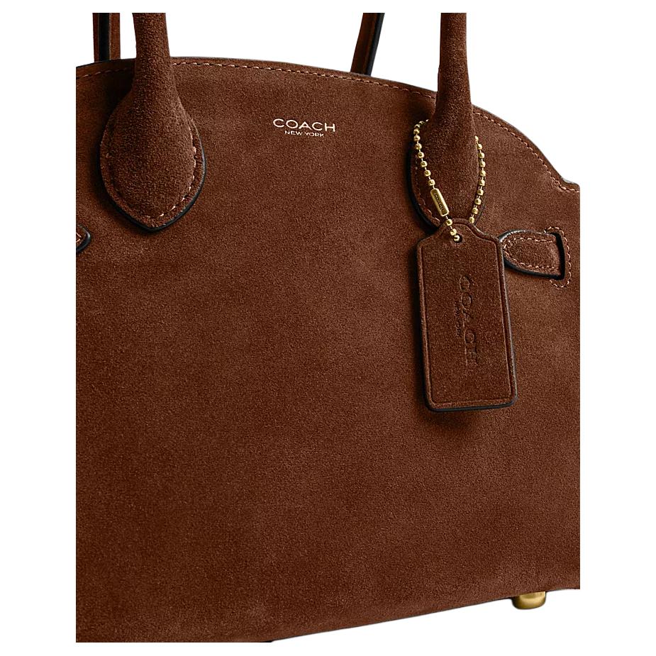 Coach Soft Empire 21 Logo Suede And Calfskin Tote Bag Small Women Handbags Brown CDZ46-B4WBR