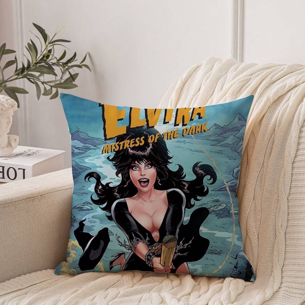 

Cartoon E-ElviraS Mistress Dark Pillow Case Home Decor Throw For Sofa Bed Car Room Decor Gift Idea 12x12Inch