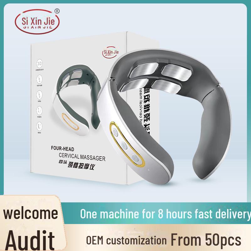 

Многофункциональный массажер для шеи, плеч и талии с подогревом и пульсацией 4 white. 4 charging heads белый