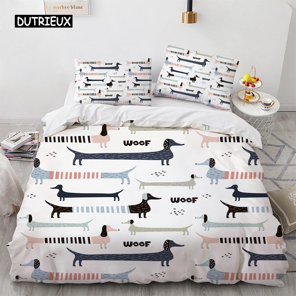 Corgi Kutya Király Királynő Paplanhuzat Sárga Rajzfilm Kölyökkutya Ágynemű Szett Gyerekeknek Fiúknak Lányoknak Kawaii Háziállat Állat Rózsaszín 2/3 db Paplanhuzat