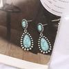Bohemian-style turquoise-shaped drop earrings, exaggerated earrings for ladies, vintage-style earrings