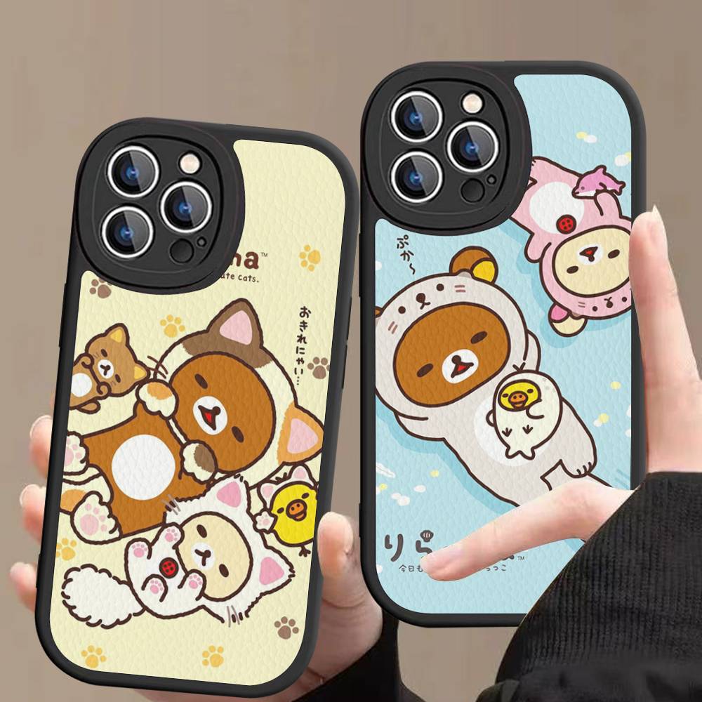Rilakkuma Anime Niedliche Cartoon Handyhülle Für IPhone 16 15 14 13 12 11 Pro Max Plus 16E Weiche Lederhülle