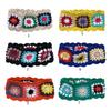 Crochet Colorful Bandana Knitted Hair Kerchief Tie Back for Head Wrap Color Matching Pastoral Turban for Girls Photo Pro