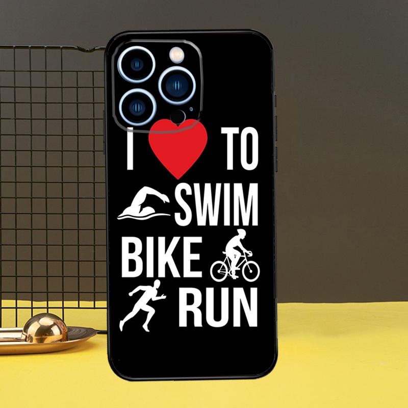 Schwimm Radlauf Triathlon Handyhülle Für iPhone 11 12 13 14 16 15 Pro Max Mini 7 8 Plus X XR XS Max Hülle