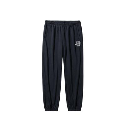 Lifestyle Series Solid Color Simple Casual Tapered Knit Sports Pants Men Pants Black 952438304-3