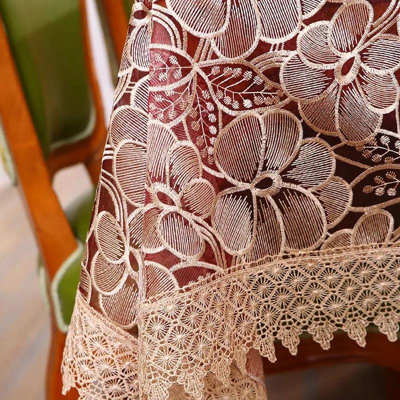 

Горда рожева біла мереживна скатертина для весільної вечірки Напівпрозора захисна кришка для столу Вишита скатертина Чайний рушник Домашній декор 180cm round