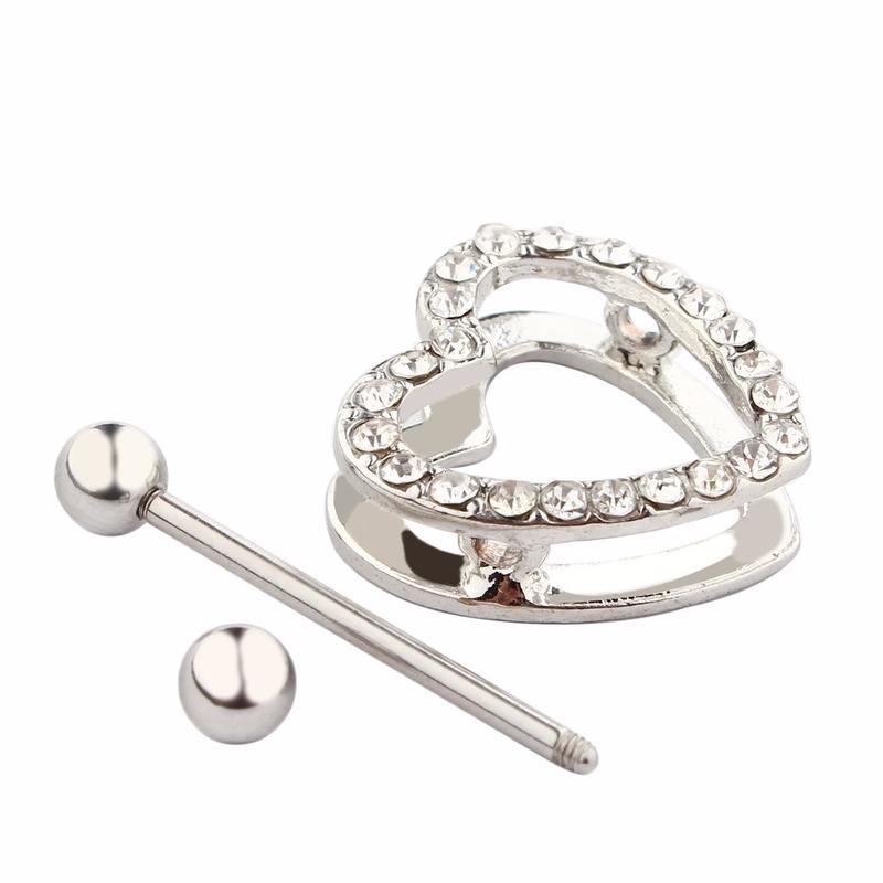 

1 PCS Страз серце соски кільця жінки ювелірні вироби тіла білий