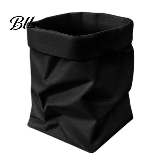 Small Flower Pot Desktop Paper Bag Style Pen Holder Wrinkle Texture PLA Organizer for Geometric Cup Office School Home Multi-Purpose Storage B
