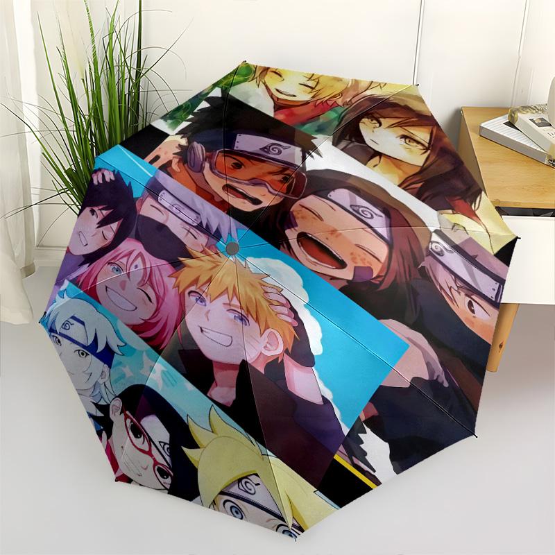 1 PC Automatic Folding Umbrella - Naruto Art Compilation Pattern Portable Foldable Design With 8 Ribs Christmas Birthday Gifts