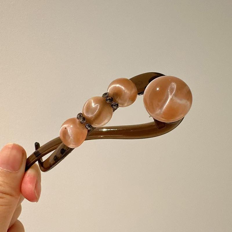 Simple Temperament High-End Feeling Hair Clips Rhinestone Bead Straight Twist Clip Hair Volume Multiple Headpieces Accessory