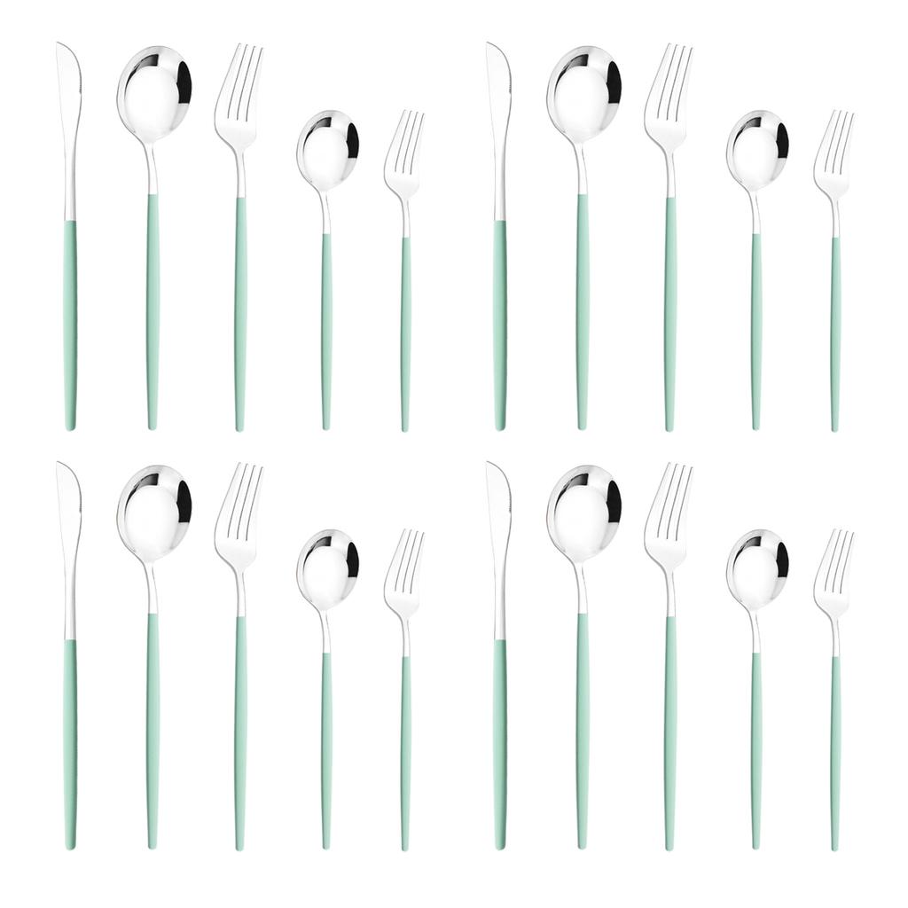 20Pcs Gold Dinnerware Set Knife Dessert Fork Spoons Cutlery Flatware High Quality Stainless Steel Silverware Kitchen Tableware