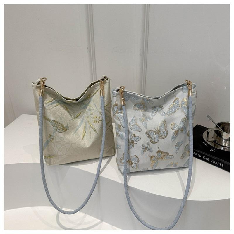 Ancient Style Bamboo Embroidery Bag Women's Silk Texture Shoulder Bag New Chinese Style Casual Cloth Bag