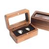 Double Slot Wooden Ring Box Rectangular Jewelry Ring Holder Black Walnut Cufflinks Box  Couples