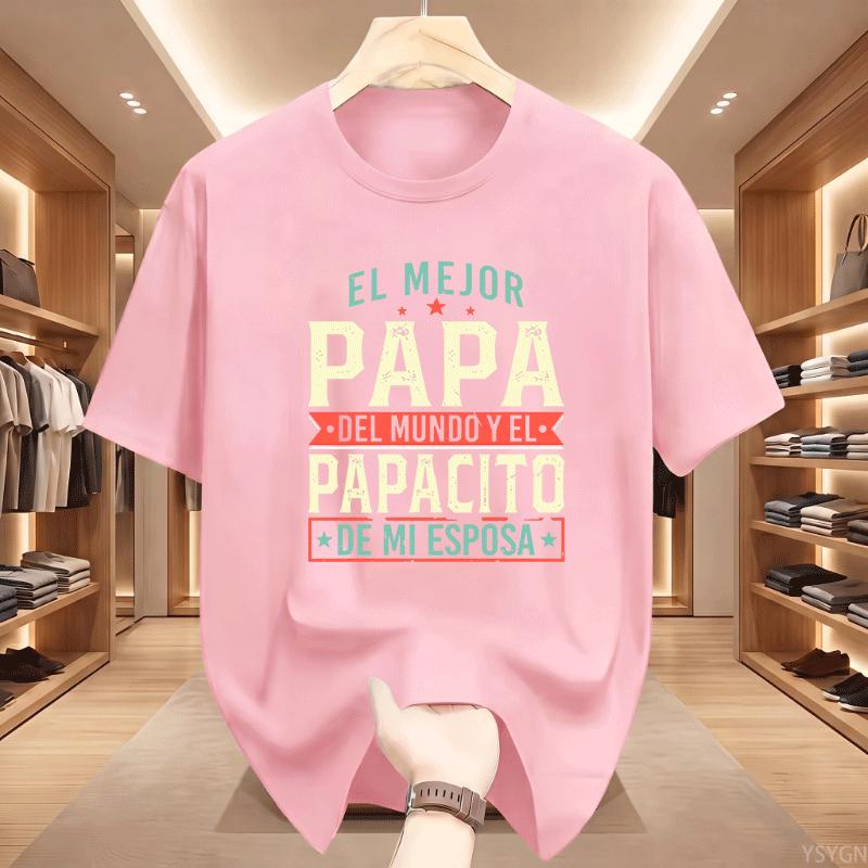 The Best Dad In the World T-shirt Gift for Dad T-Shirt Spanish Father's Day Tees Crewneck Short Sleeve Printed Tees Clothing