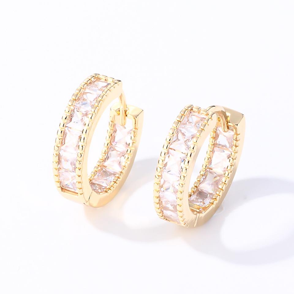 ZAKOL Geometric Square Colorful Zircon Hoop Earrings for Women Girls Fashion Minimalist Ear Accessories Shiny Crystal Zircon