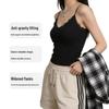2026 Summer Korean Style Lace Trim Spaghetti Strap Slim Fit Knit Vest