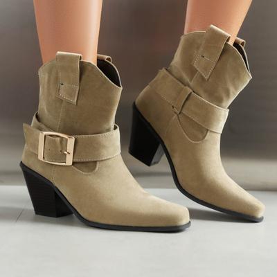 Damen Stiefeletten Herbst Winter Schuhe 2024 Faxu Wildleder Kurze Stiefel Keilabsätze Partyschuhe Damen Marke Große Größe Schuhe