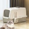 BOOTEELY New Clamshell Pet Stainless Steel Cat Litter Box Cat Toilet Spatter-proof Bottom High Cat Supplies