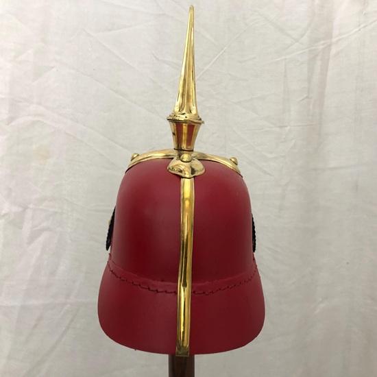 Czerwony Niemiecki Pruski Hełm Pickelhaube , Cesarski Oficerski Hełm z Kolcem , Do Noszenia dla Dorosłych , Prezent