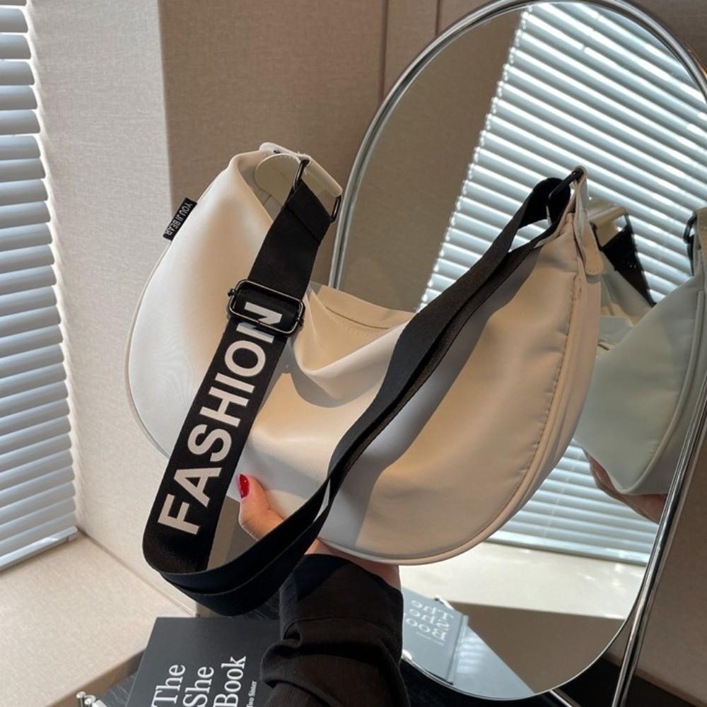 Solid Color Cloth Gyoza Bag Nylon Dumpling Bag Korean Ins Half Moon Crossbody Travel