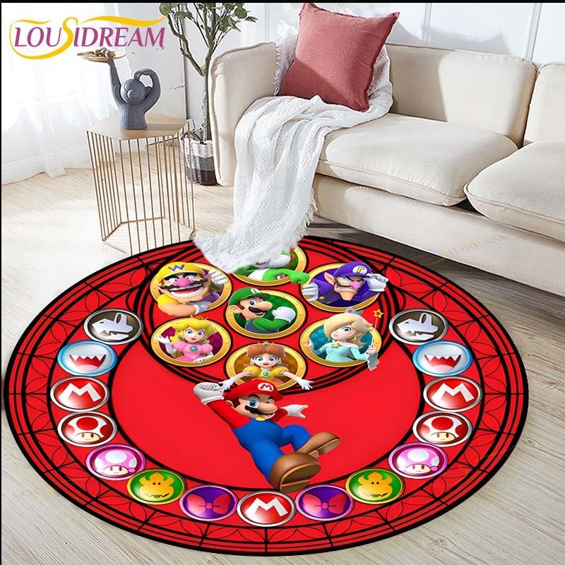 Mario Boo Rug Cartoon Mario Bros Print Children Carpet Area Rugs Round Carpet for ...