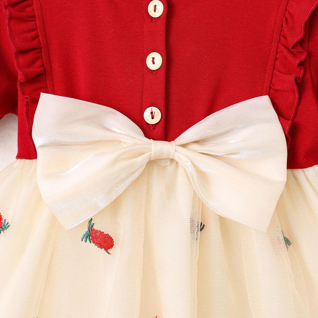 1547 Nový styl dívčí letní šaty s ananasovou síťovinou patchwork 2025