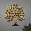 Metalen handgemaakte gouden boom muur hangende kunst decor accent sculptuur met Boeddha zittende boom
