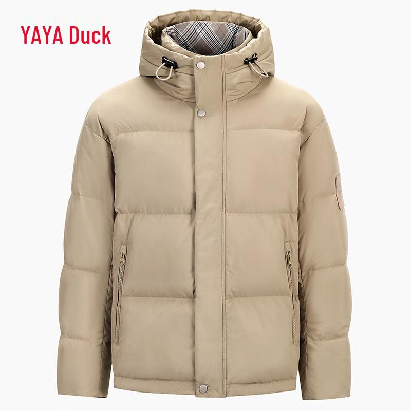 

Yaya Men s Contrast Plaid Hooded Short Down Jacket L