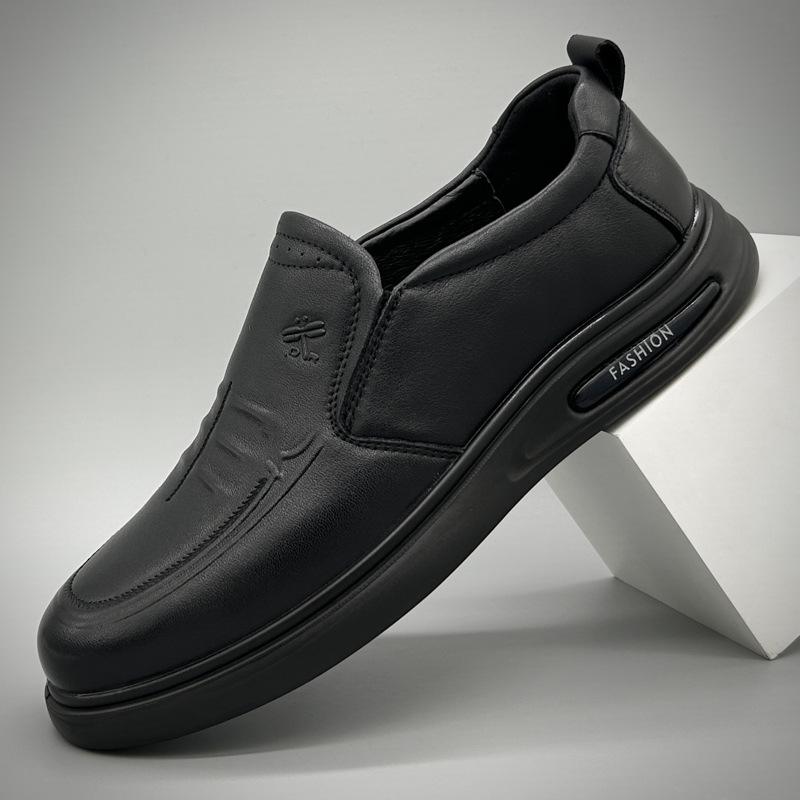 Men s Autumn Cowhide Slip-on Shoes – Genuine Leather, Breathable, Lightweight, Comfortable, Casual Dad Style 40